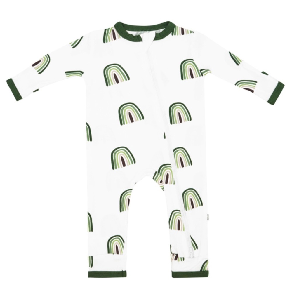 Like new Kyte Baby Zippered Romper in Hunter Rainbow, 0-3 months size